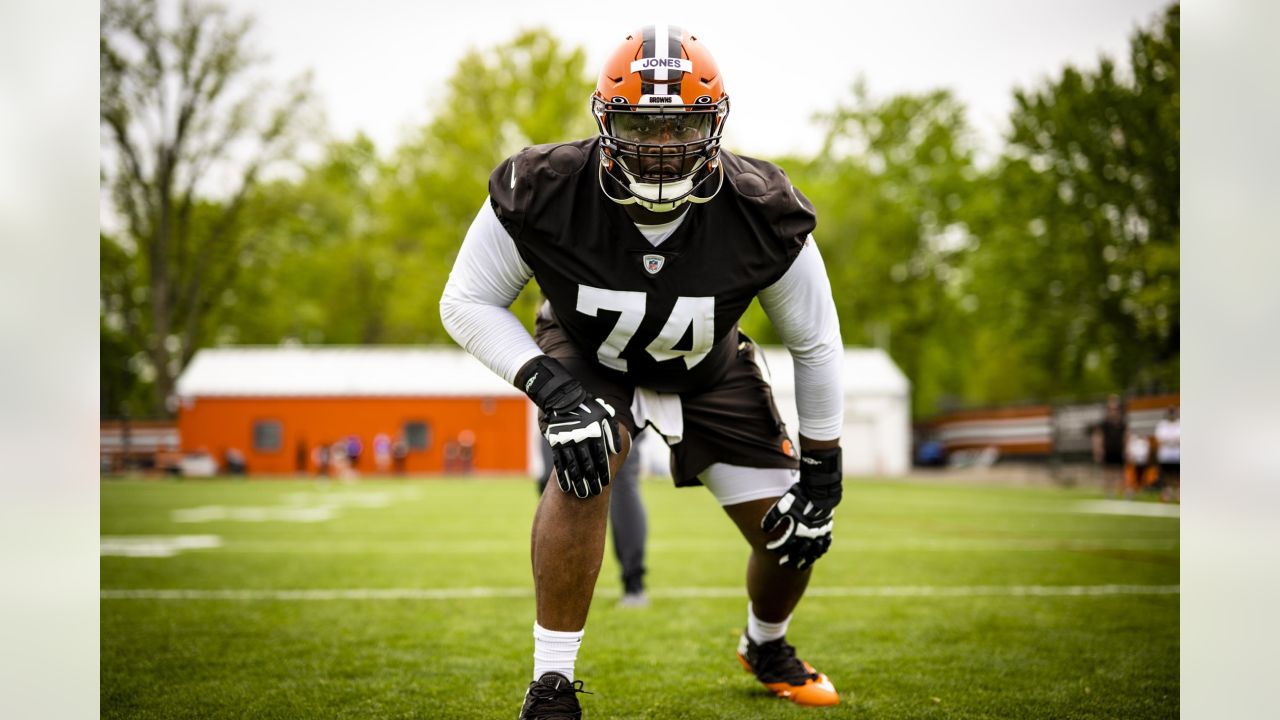 Cleveland Browns rookie Ryan Greenhagen (59) and Storey Jackson