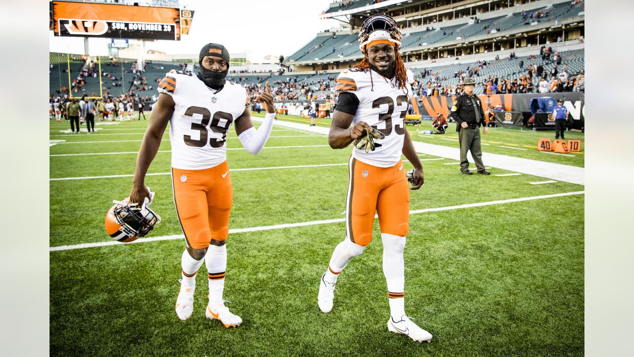 Ronnie Harrison Jr. Cleveland Browns Game-Used #33 White Jersey vs. Houston  Texans on December 4 2022