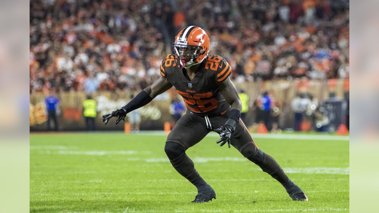 Cleveland Browns quarterback Baker Mayfield reacts during an NFL football  game against the New York Jets, Thursday, Sept. 20, 2018, in Cleveland. The  Browns won 21-17. (AP Photo/David Richard Stock Photo - Alamy