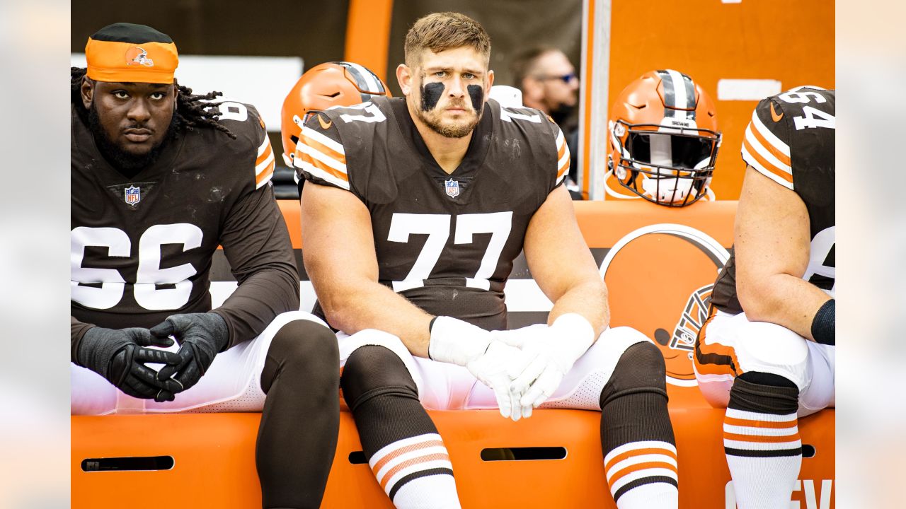 Wyatt Teller Cleveland Browns Game-Used #77 Brown Jersey vs. New Orleans  Saints on December 24