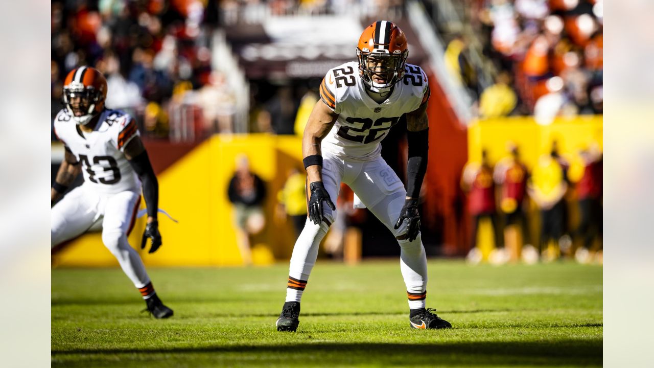 CLEVELAND, OH - DECEMBER 17: Cleveland Browns safety Grant Delpit (22)  leaves the field following the National Football League game between the  Baltimore Ravens and Cleveland Browns on December 17, 2022, at