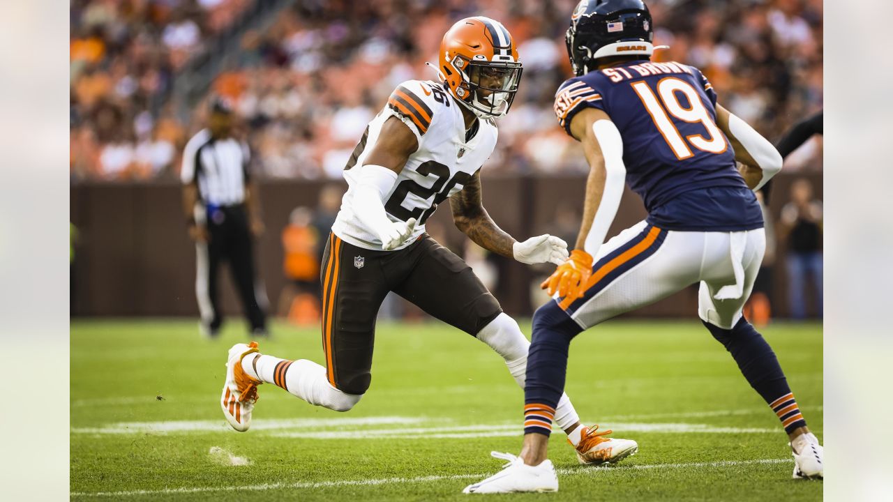 Cleveland Browns running back John Kelly Jr. (41) runs with the ball during  an NFL preseason football game against the Chicago Bears, Saturday Aug. 27,  2022, in Cleveland. (AP Photo/Kirk Irwin Stock