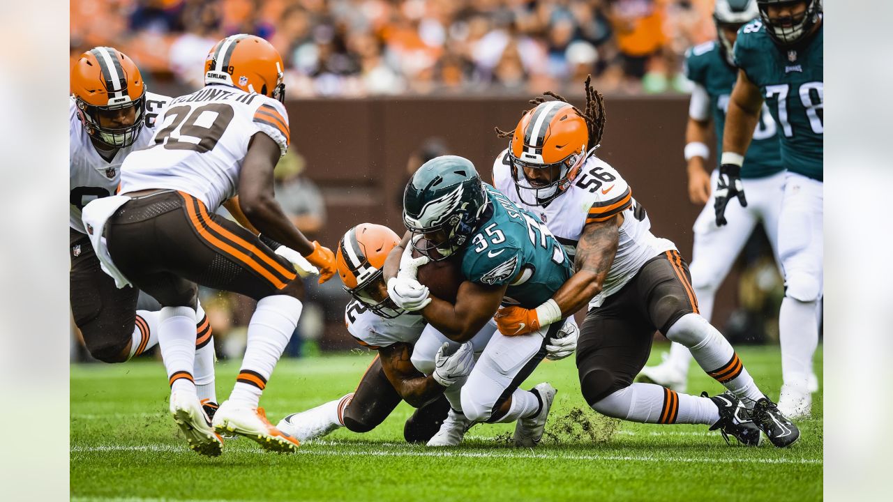 Philadelphia Eagles running back Boston Scott plays against the Cleveland  Browns in the first half during an NFL preseason football game in  Cleveland, Sunday, Aug. 21, 2022. (AP Photo/Ron Schwane Stock Photo 