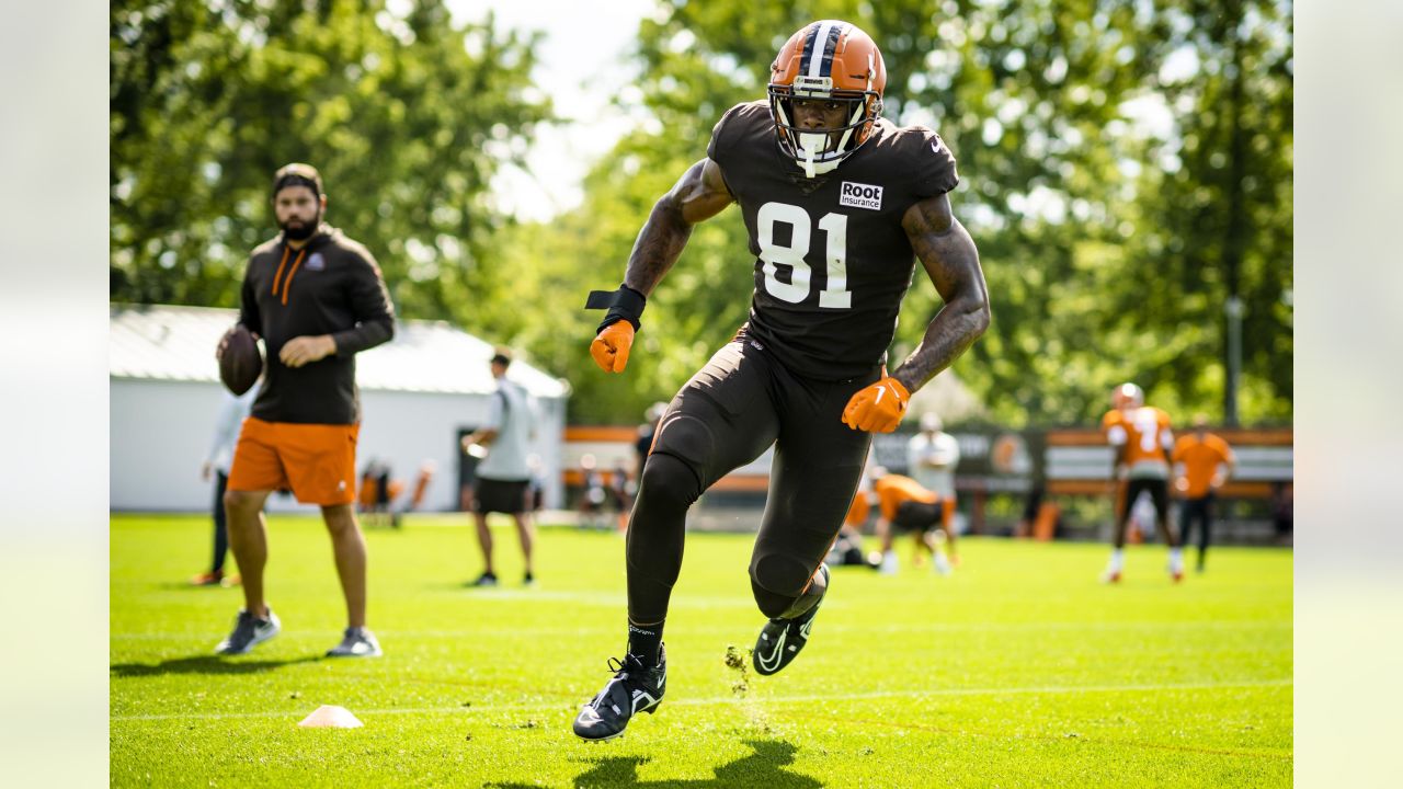 Cleveland Browns tight end Zaire Mitchell-Paden (81) runs on the