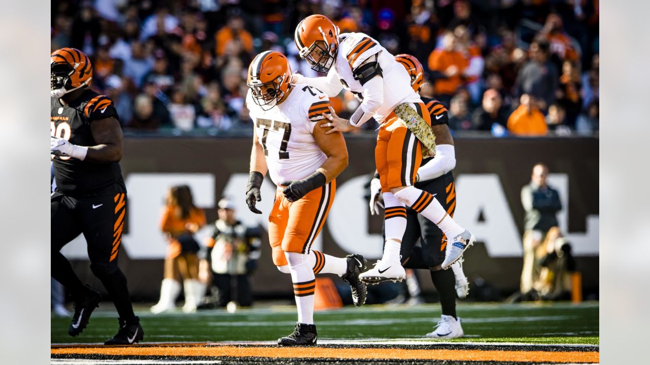 Wyatt Teller Cleveland Browns Game-Used #77 Brown Jersey vs. New Orleans  Saints on December 24