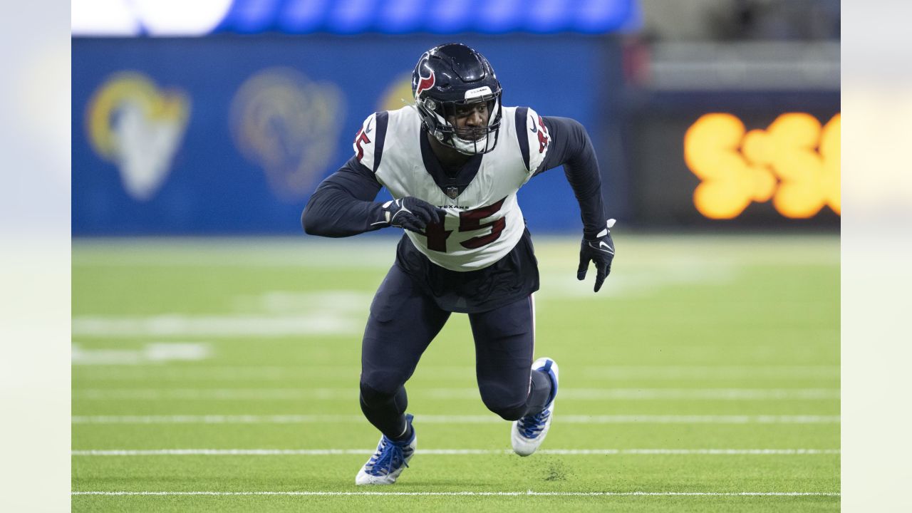 Cleveland Browns defensive end Ogbo Okoronkwo (54) rushes against Kansas  City Chiefs offensive tackle Prince Tega Wanogho (76) during an NFL  preseason football game Saturday, Aug. 26, 2023, in Kansas City, Mo. (