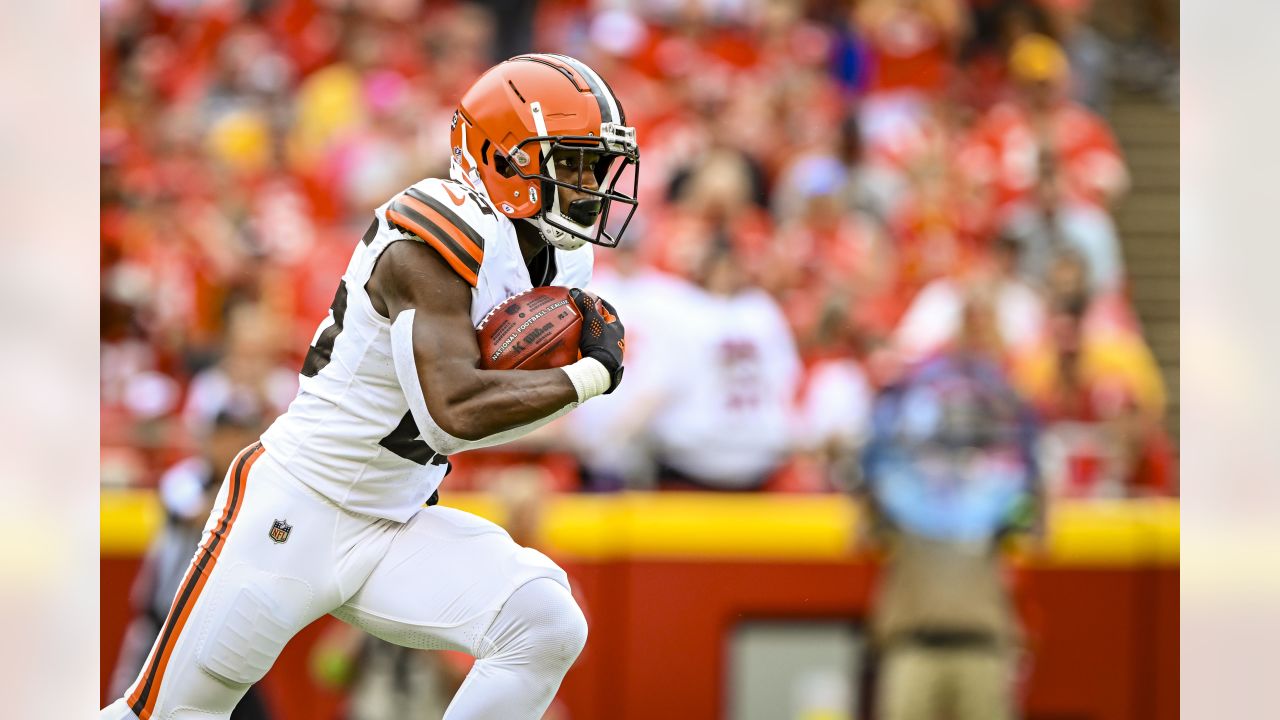 Cleveland Browns defensive end Jeremiah Martin (69) rushes during an NFL  preseason football game against the Kansas City Chiefs Saturday, Aug. 26,  2023, in Kansas City, Mo. (AP Photo/Peter Aiken Stock Photo - Alamy