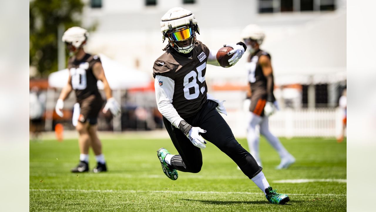 Browns wearing Guardian Caps during training camp