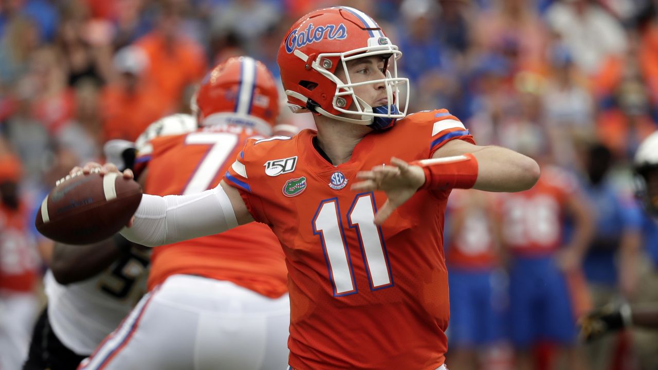 Quarterback Kyle Trask of the Florida Gators plays against the