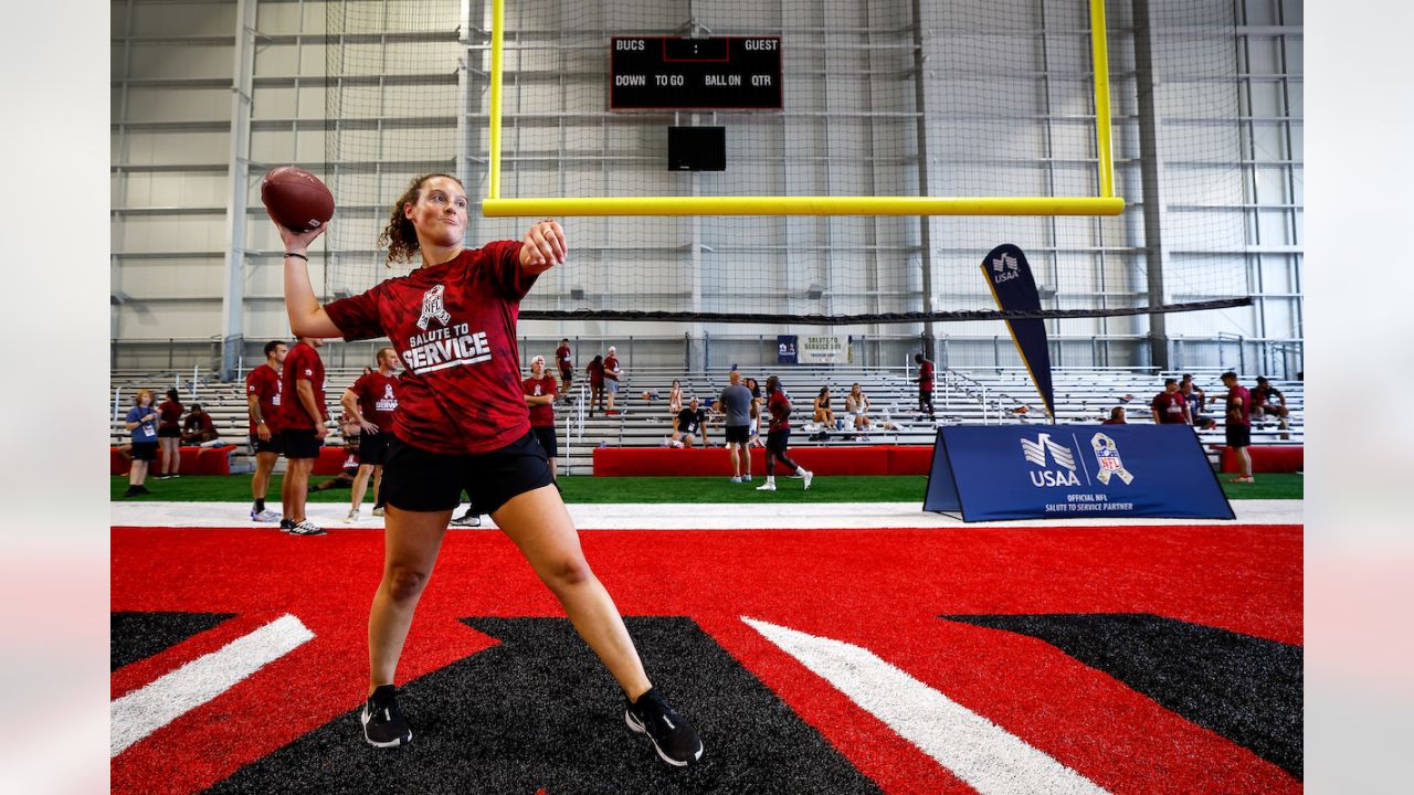 USAA - The Tampa Bay Buccaneers and USAA are hosting another  #SaluteToService Boot Camp today, where we've invited local active military  to enjoy training camp and participate in NFL drills. Check out