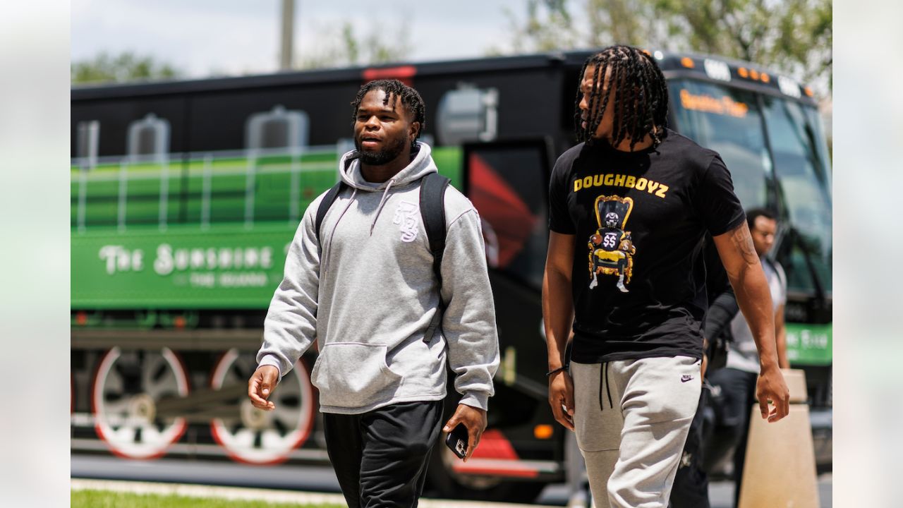 Tampa Bay Buccaneers quarterback Kaylan Wiggins throws a pass during the NFL  football team's rookie training minicamp, Friday, May 12, 2023, in Tampa,  Fla. (AP Photo/Chris O'Meara Stock Photo - Alamy