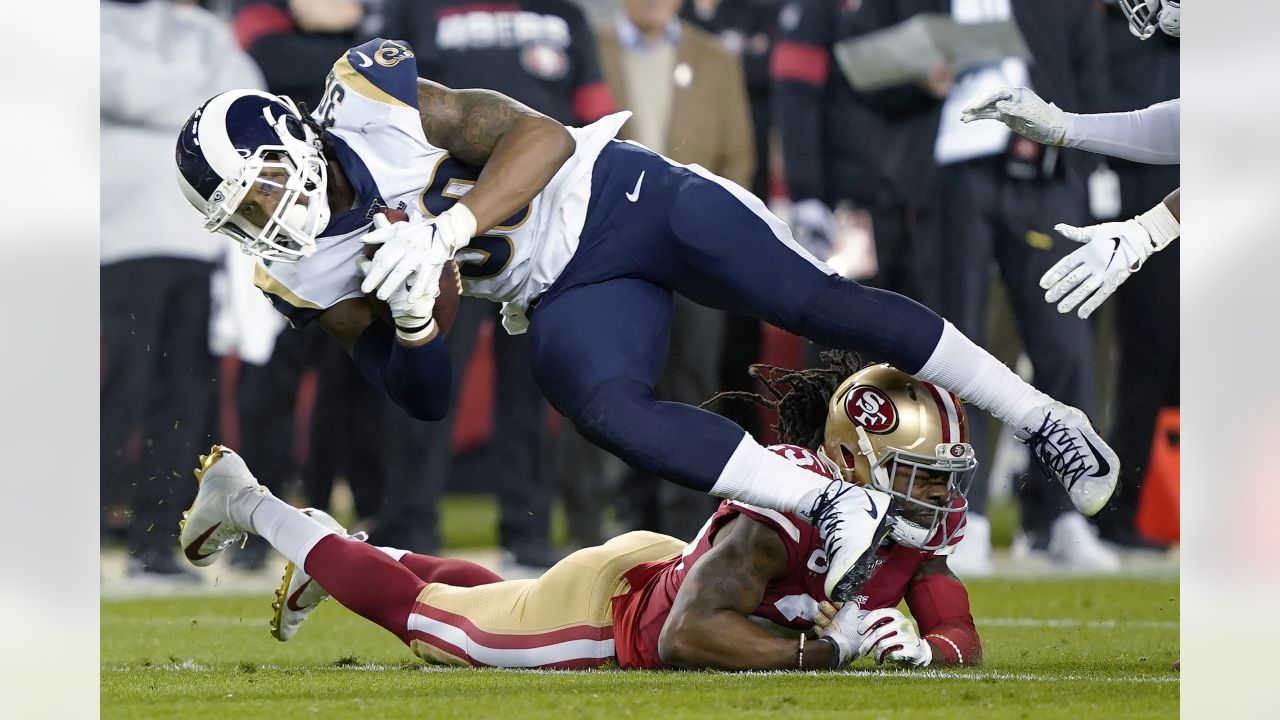 San Francisco 49ers cornerback Richard Sherman (25) on the field during an  NFL football game against the Los Angeles Rams, Sunday, October 13, 2019 in  Los Angeles. The 49ers defeated the Rams