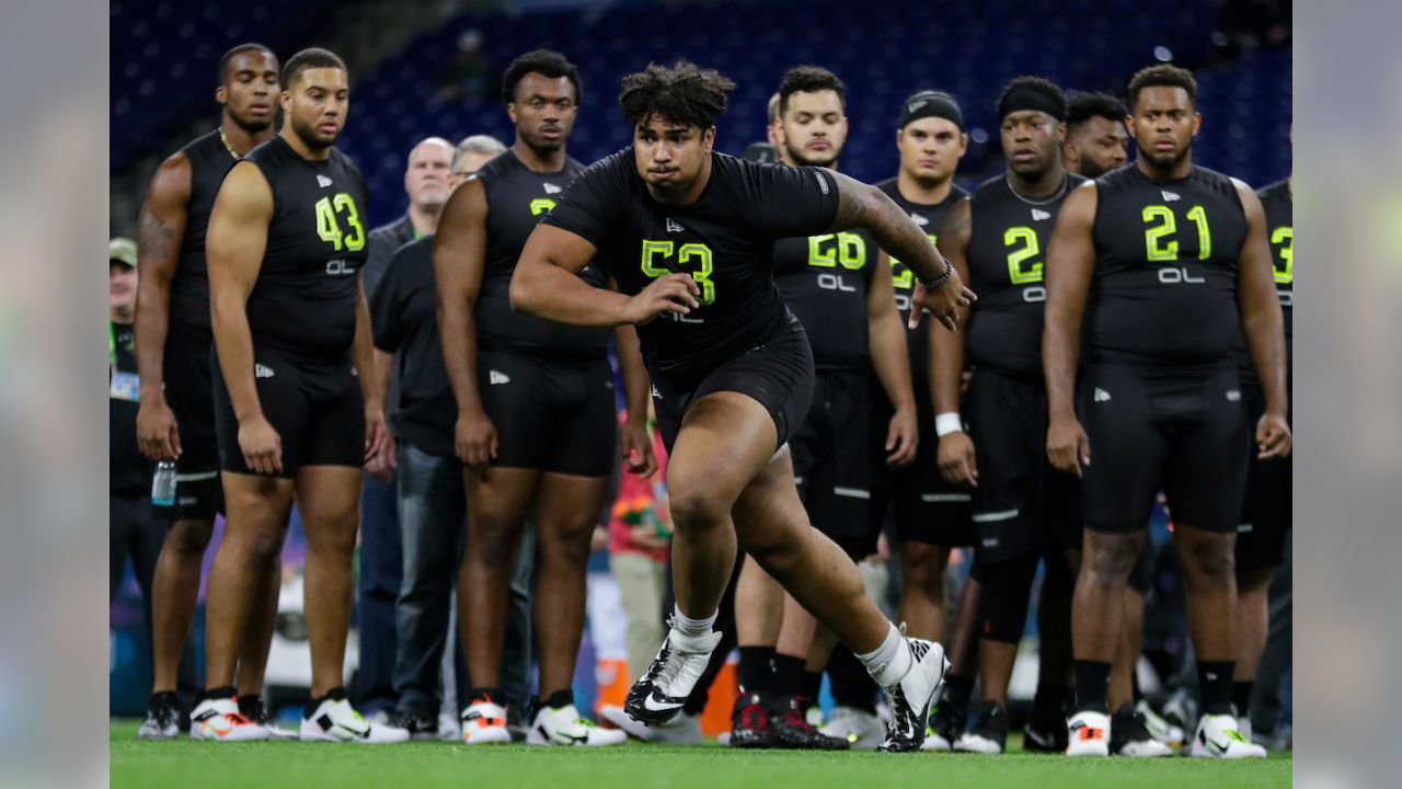 Tampa Bay Buccaneers 2020 first-round draft pick offensive tackle Tristan  Wirfs works against a blocking sled during an NFL football training camp  practice Monday, Aug. 24, 2020, in Tampa, Fla. (AP Photo/Chris