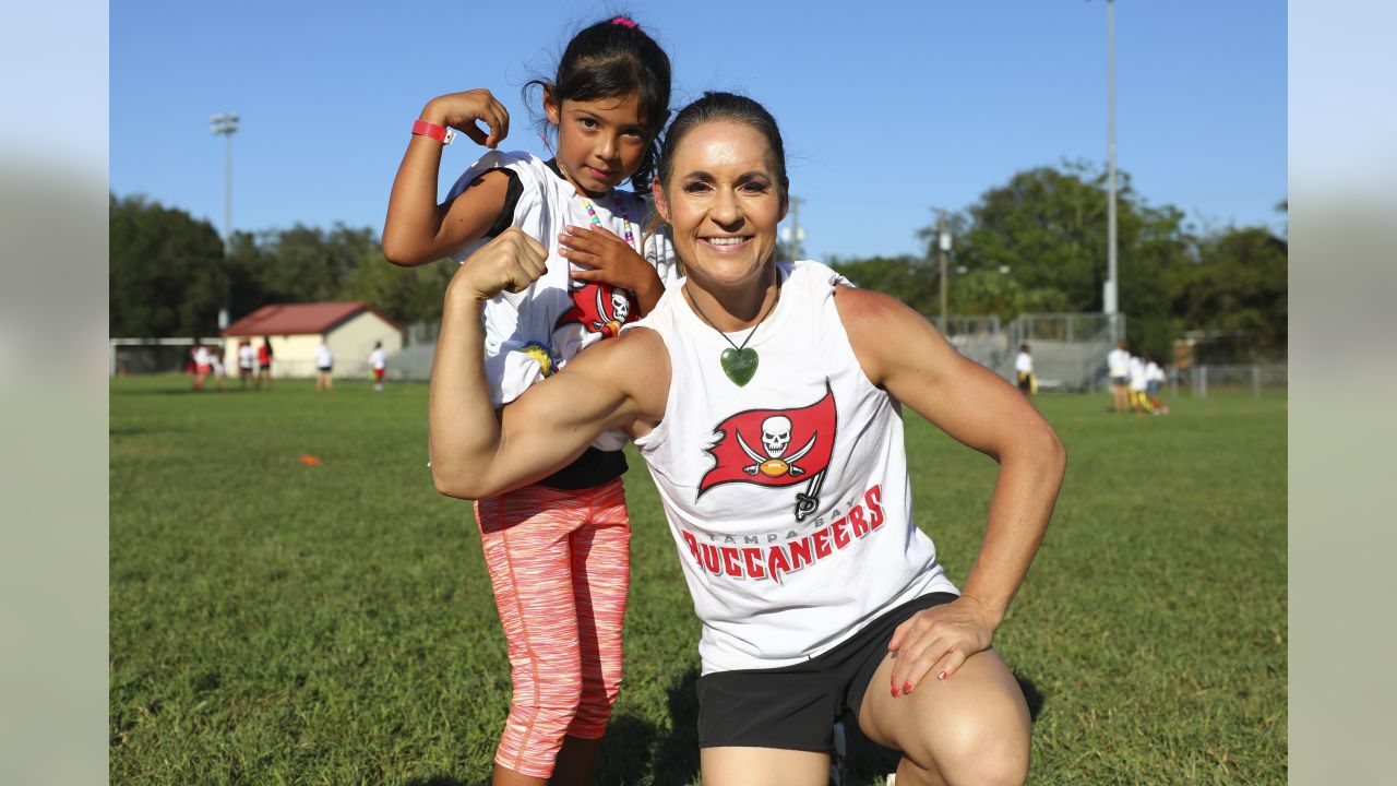 Over 200 Girls Participate in Flag Football Clinic in Advance of Jr. Bucs  Girls Flag Football Program Launching This Spring