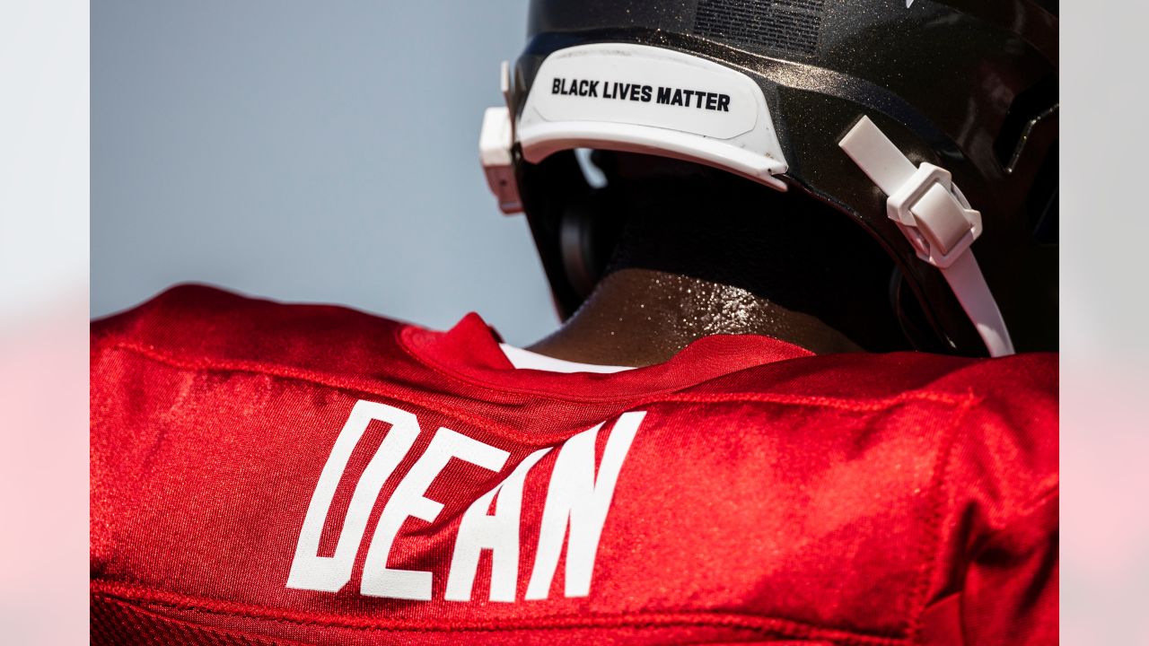 June 11, 2023, Tampa, Florida, USA: Tampa Bay Buccaneers cornerback Jamel  Dean (35) attends the Bucc