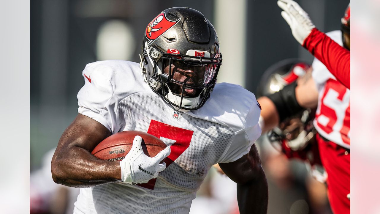 Tampa Bay Buccaneers wide receiver Mike Evans (13) interacts with teammates Tampa  Bay Buccaneers offensive tackle Donovan Smith (76) and Tampa Bay Buccaneers  offensive guard Alex Cappa (65) between plays against the