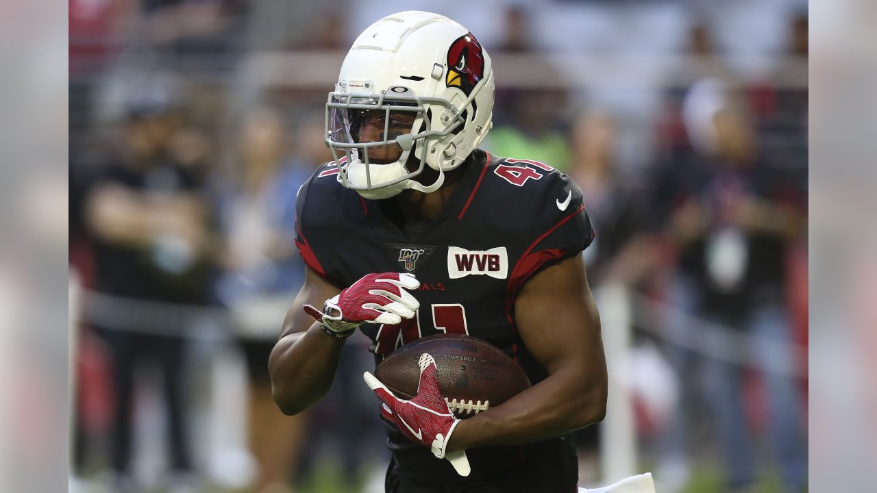 Arizona Cardinals running back Kenyan Drake (41) reacts on the field during  an NFL football game against the San Francisco 49ers, Saturday, Dec. 26,  2020, in Glendale, Ariz. (AP Photo/Jennifer Stewart Stock