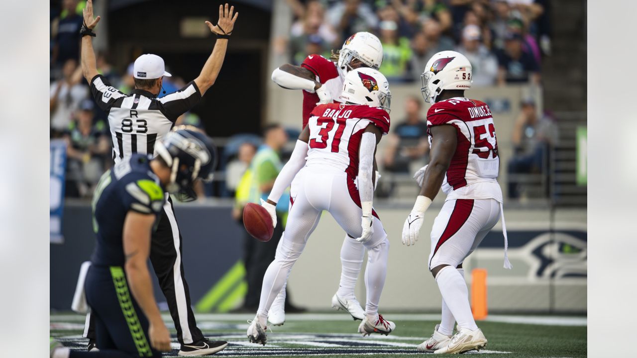 Seattle, WA, USA. 16th Oct, 2022. Seattle Seahawks wide receiver DK Metcalf  (14) during a game between the Arizona Cardinals and Seattle Seahawks at  Lumen Field in Seattle, WA. The Seahawks won