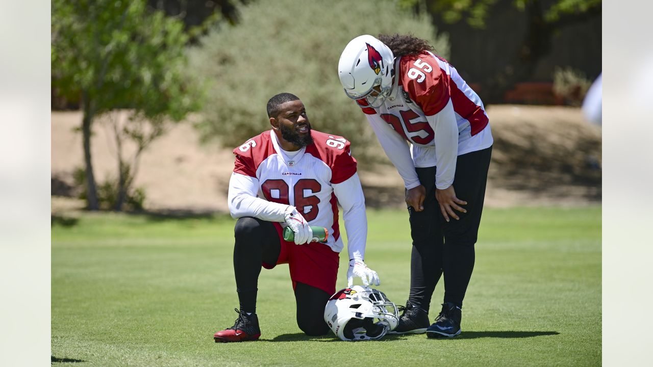 Arizona Cardinals defensive tackle Leki Fotu (95) looks up at a