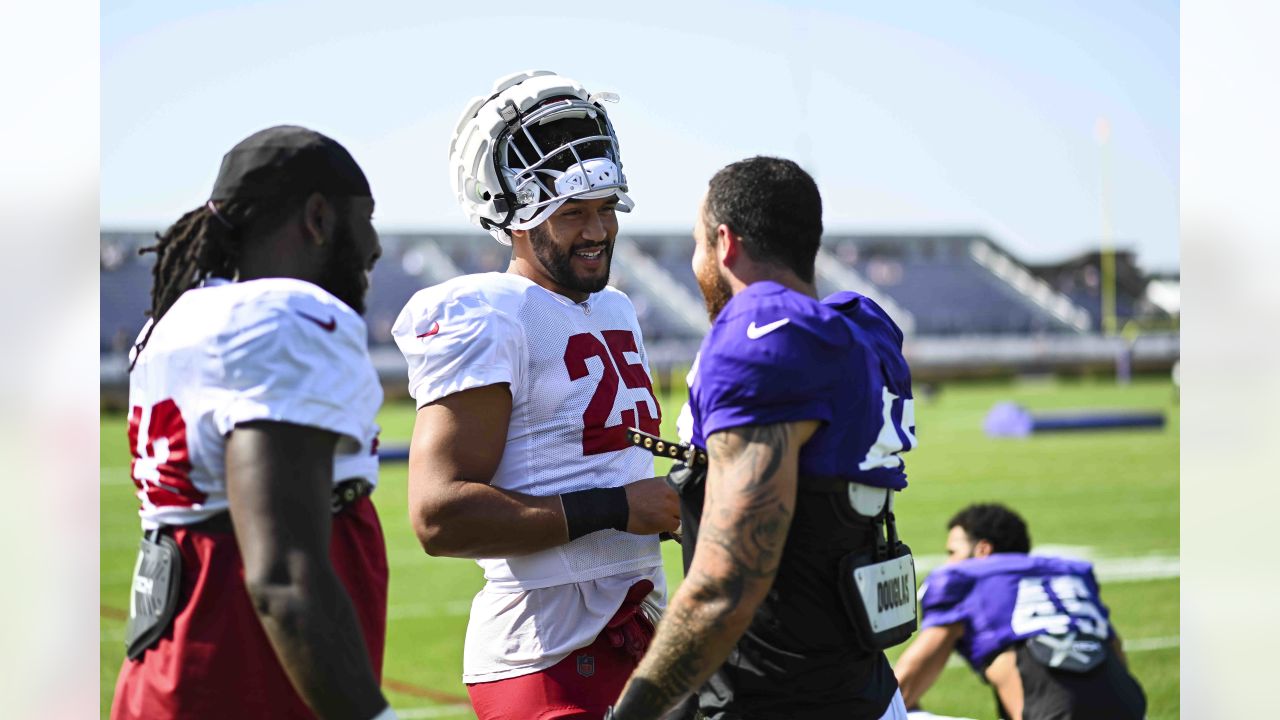 Arizona Cardinals guard Hayden Howerton (75) in action against the  Minnesota Vikings during the first half of an NFL preseason football game  Saturday, Aug. 26, 2023 in Minneapolis. (AP Photo/Stacy Bengs Stock