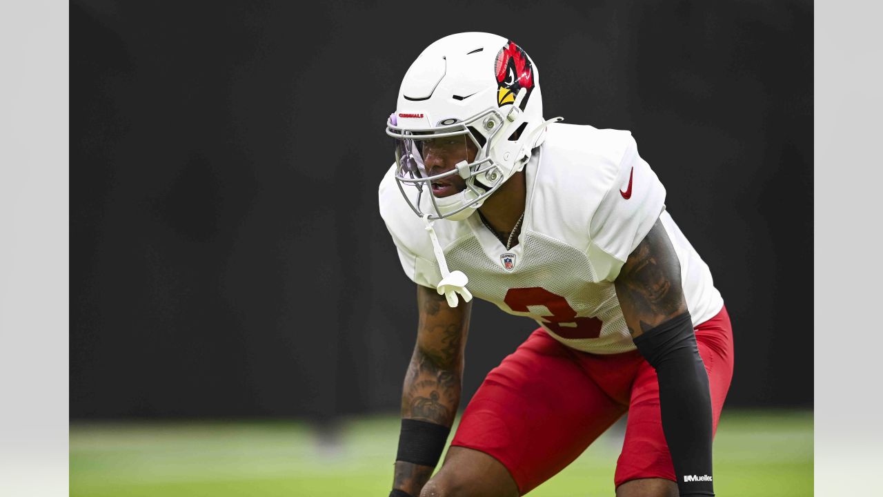 Arizona Cardinals safety Budda Baker (3) runs during an NFL football game  against the Washington Commanders, Sunday, September 10, 2023 in Landover,  Maryland. (AP Photo/Daniel Kucin Jr Stock Photo - Alamy