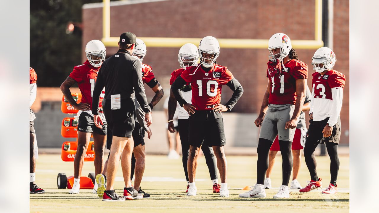 Arizona Cardinals cornerback Patrick Peterson (21) heads back to the tunnel  following warm ups before the start of an NFL football game against the  Carolina Panthers Sunday, Oct. 4, 2020, in Charlotte