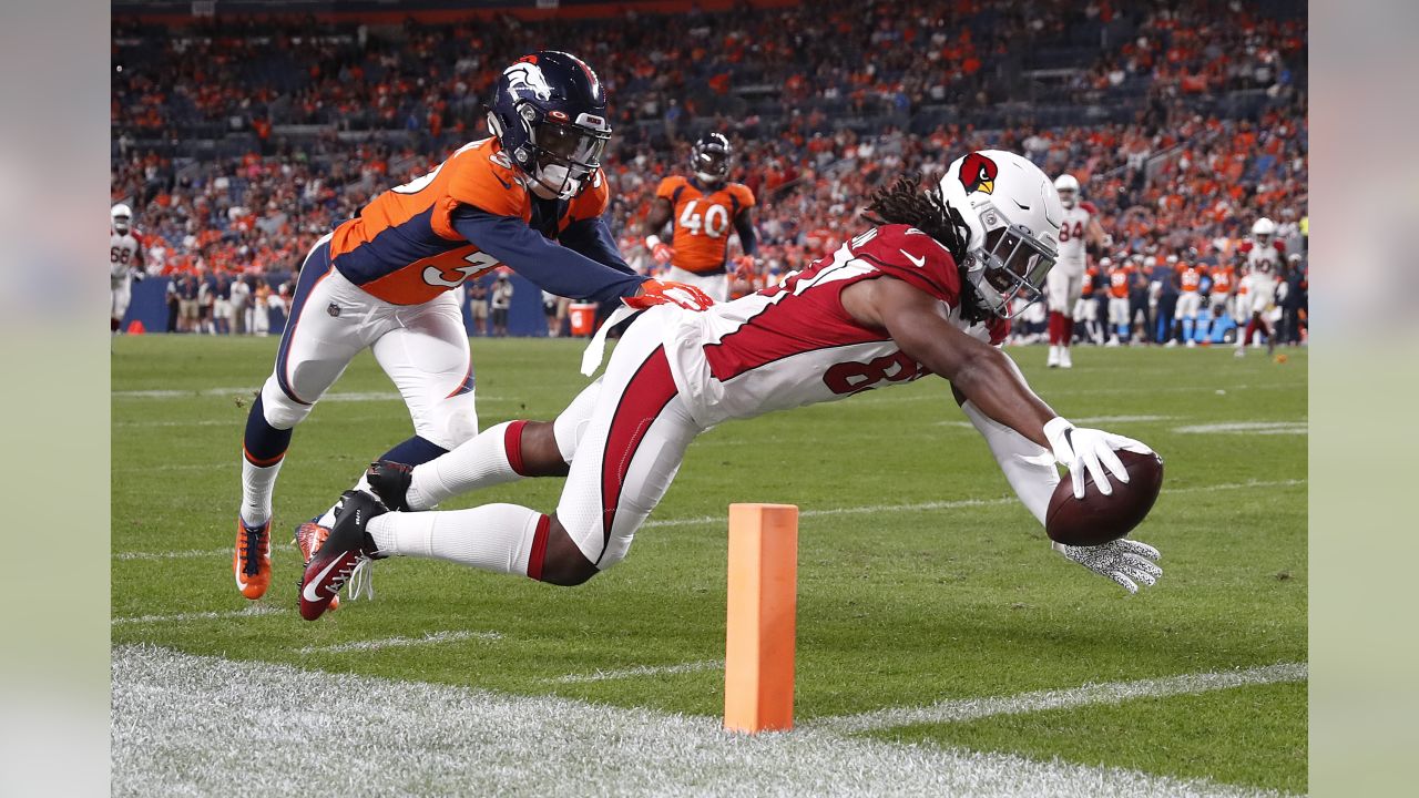 Denver Broncos guard Henry Byrd (66) warms up against the Arizona