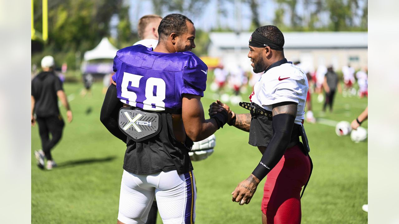 Arizona Cardinals guard Hayden Howerton (75) in action against the  Minnesota Vikings during the first half of an NFL preseason football game  Saturday, Aug. 26, 2023 in Minneapolis. (AP Photo/Stacy Bengs Stock