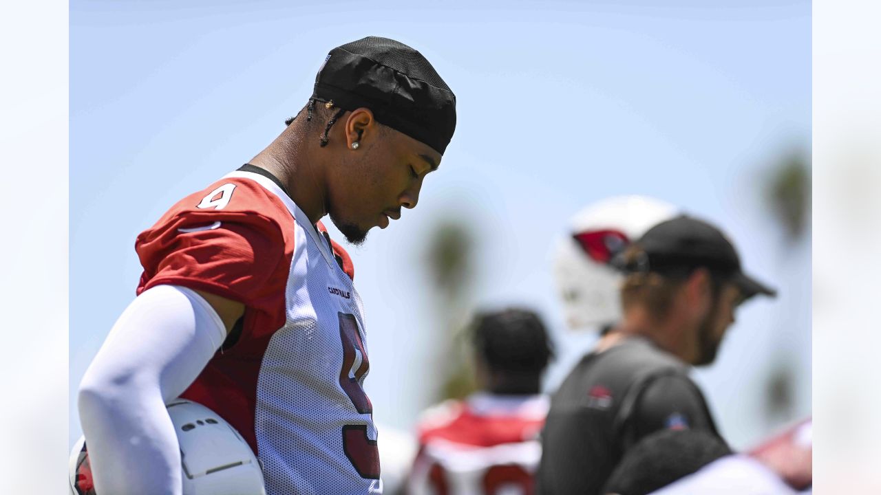 Arizona Cardinals wide receiver Greg Dortch runs with the football during  OTA practice at the NFL football team's training facility Thursday, June 1,  2023, in Tempe, Ariz. (AP Photo/Ross D. Franklin Stock