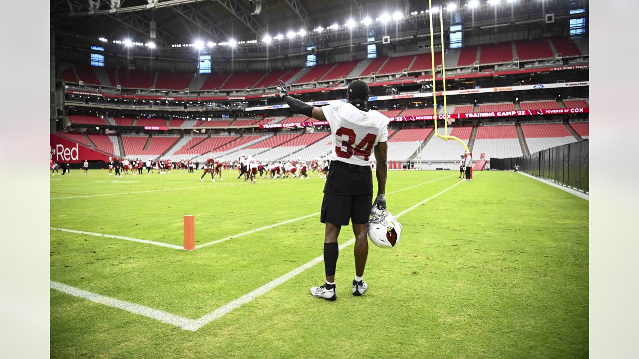 Arizona Cardinals running back Darrel Williams runs with the ball after  making a catch as he takes part in drills during the NFL football team's  training camp at State Farm Stadium, Tuesday