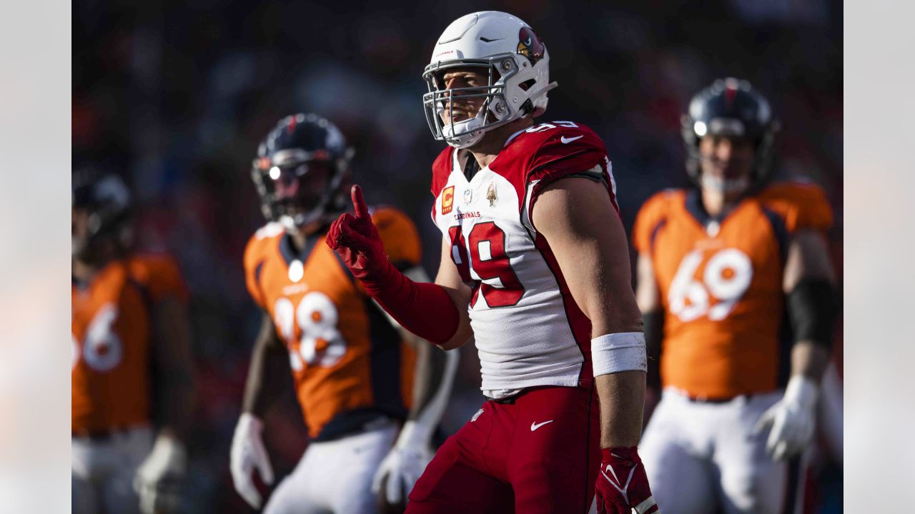 DENVER, CO - DECEMBER 18: Arizona Cardinals linebacker Myjai Sanders (41)  and safety Chris Banjo (31