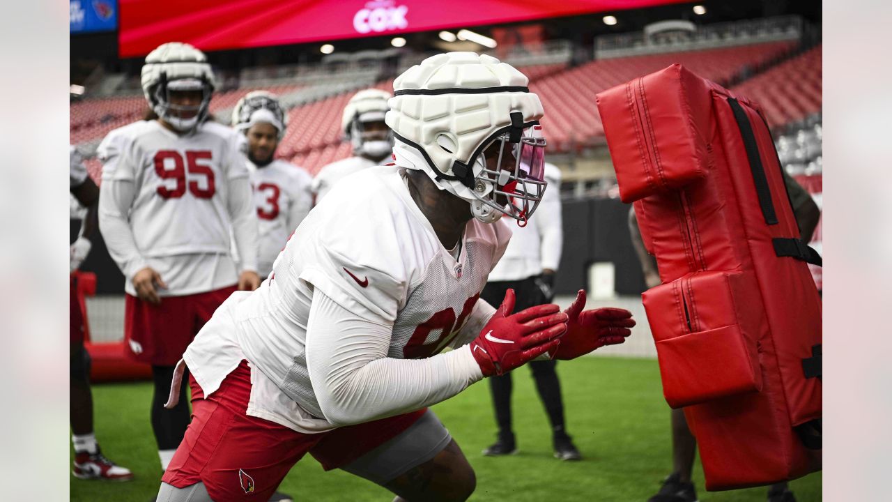 Injured Arizona Cardinals quarterback Kyler Murray smiles as he walks on  the field during NFL football training camp practice at State Farm Stadium  Thursday, Aug. 3, 2023, in Glendale, Ariz. (AP Photo/Ross