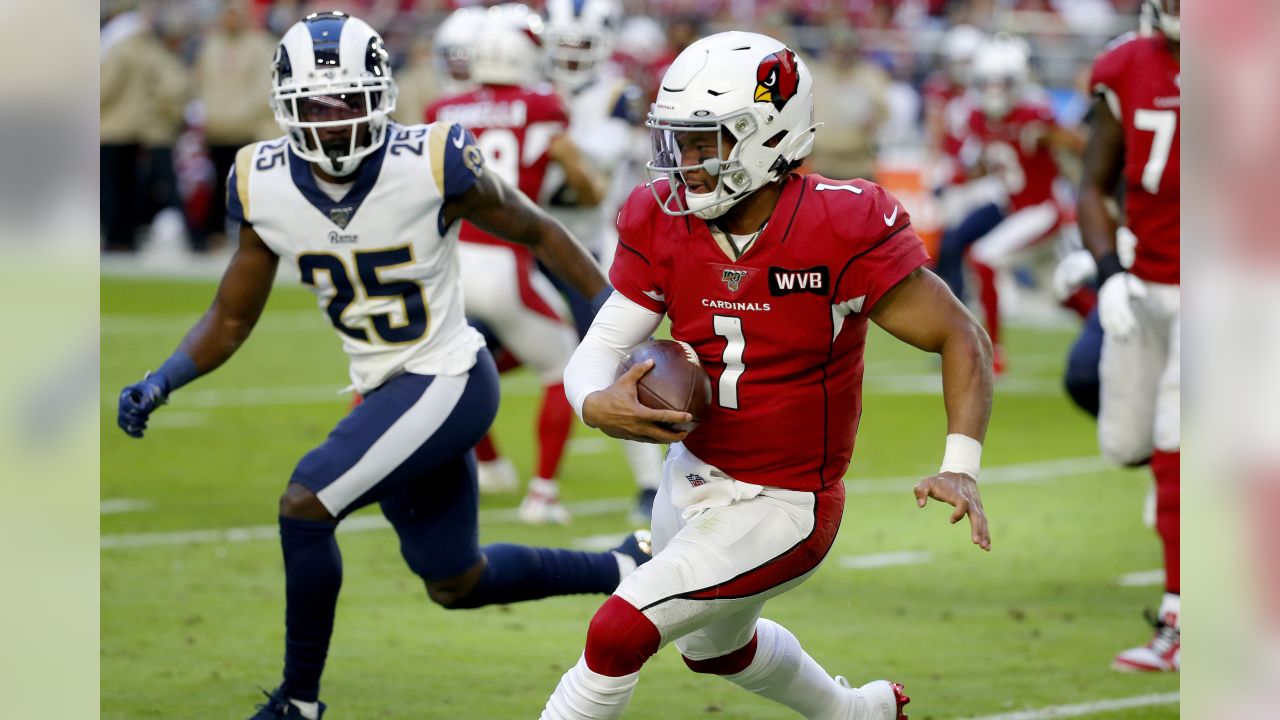 Injured Arizona Cardinals quarterback Kyler Murray smiles as he walks on  the field during NFL football training camp practice at State Farm Stadium  Thursday, Aug. 3, 2023, in Glendale, Ariz. (AP Photo/Ross