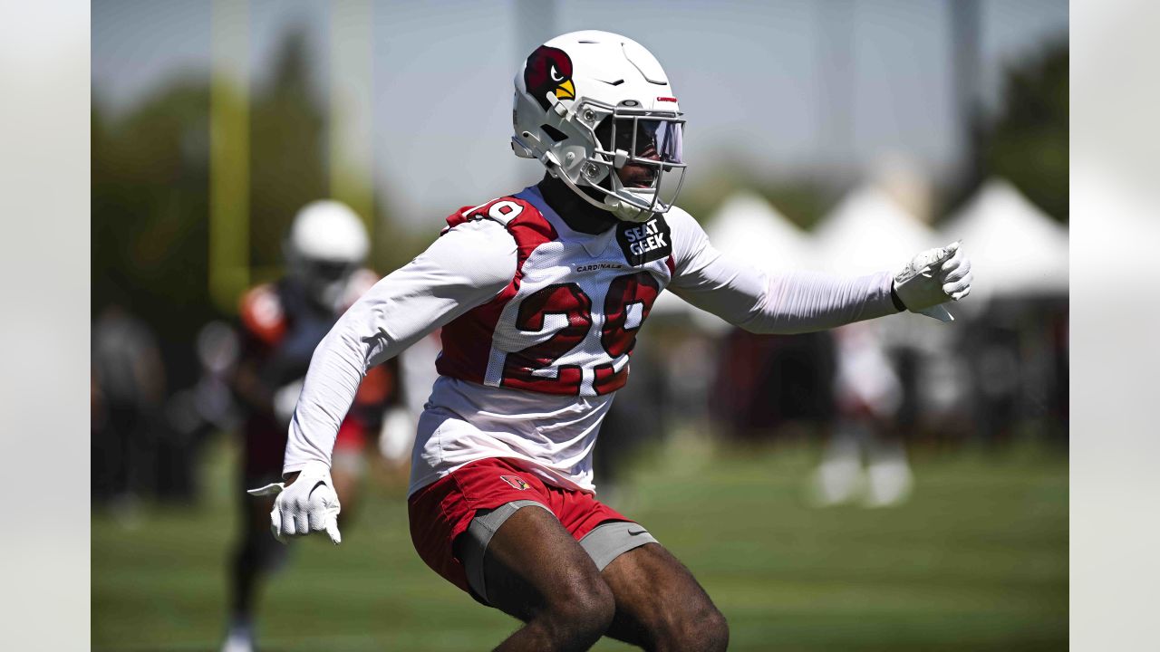 Arizona Cardinals defensive JuJu Hughes (36), Kris Boyd (29) and