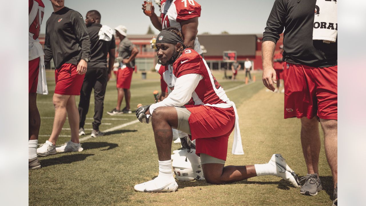 Arizona Cardinals cornerback Christian Matthew (35) kneels on the