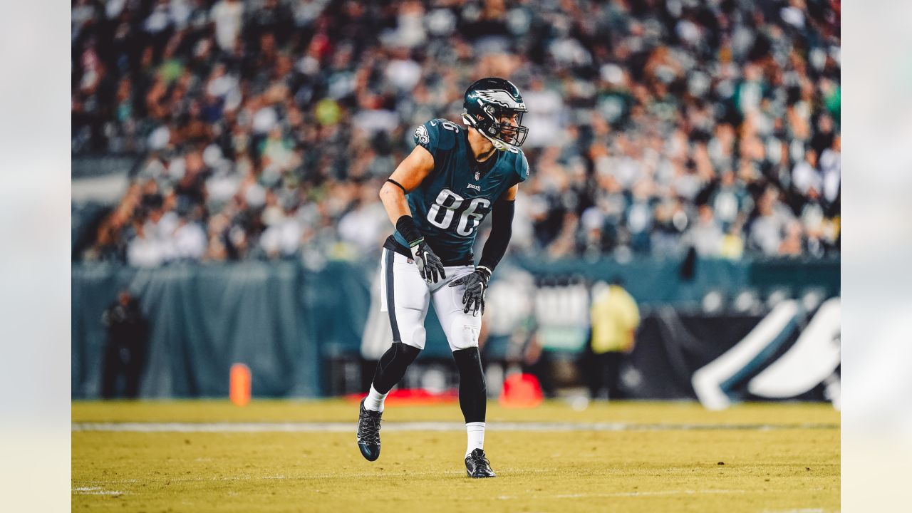 Arizona Cardinals tight end Zach Ertz (86) waits to receive a pass during  an NFL football game against the Carolina Panthers, Sunday, Oct. 2, 2022,  in Charlotte, N.C. (AP Photo/Brian Westerholt Stock