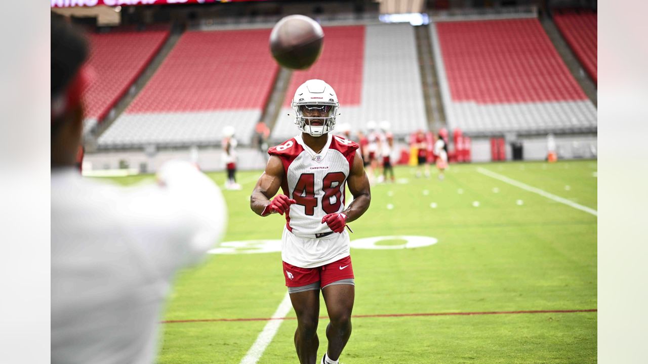 Arizona Cardinals quarterback Colt McCoy puts his helmet on during NFL  football training camp practice at State Farm Stadium Friday, July 28,  2023, in Glendale, Ariz. (AP Photo/Ross D. Franklin Stock Photo 