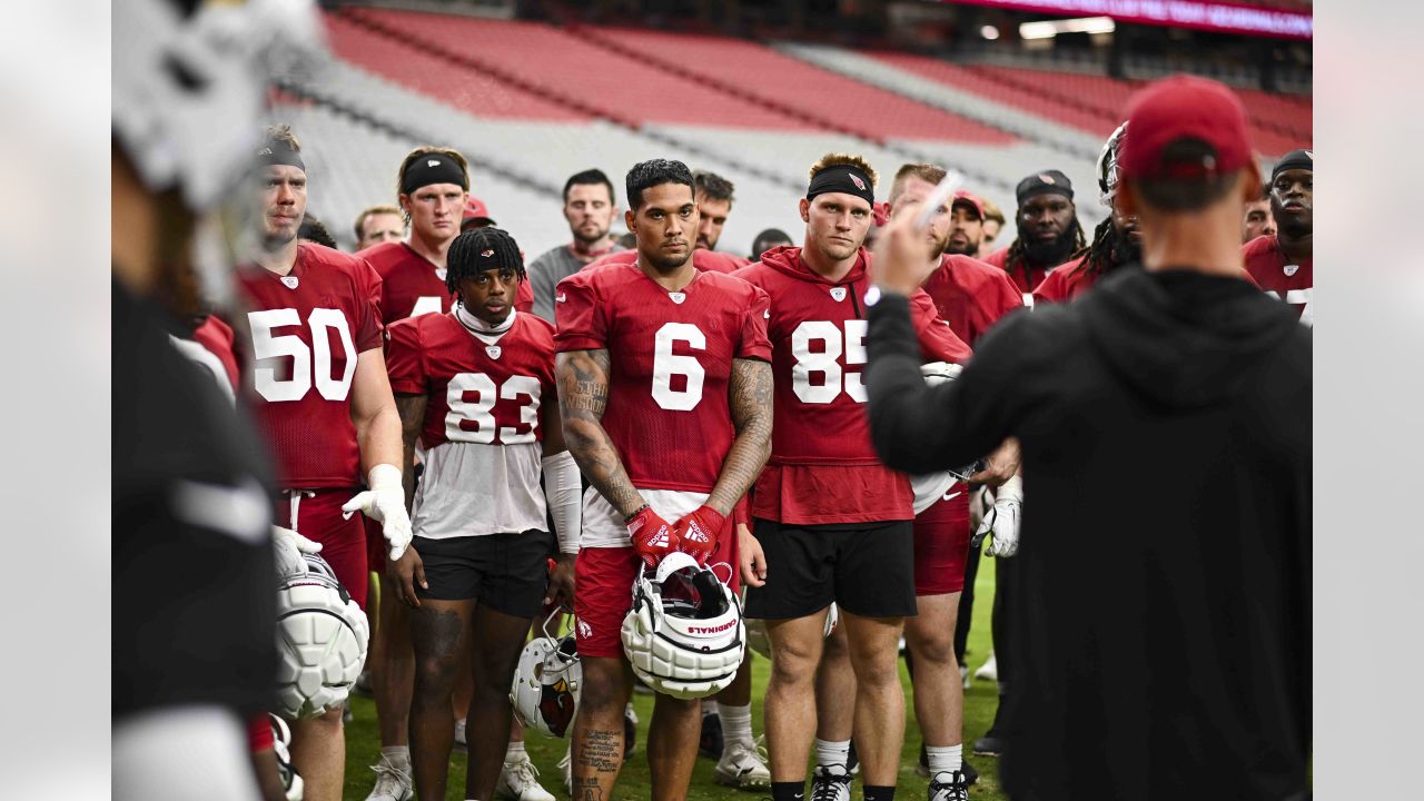 Arizona Cardinals quarterback Colt McCoy puts his helmet on during NFL  football training camp practice at State Farm Stadium Friday, July 28,  2023, in Glendale, Ariz. (AP Photo/Ross D. Franklin Stock Photo 