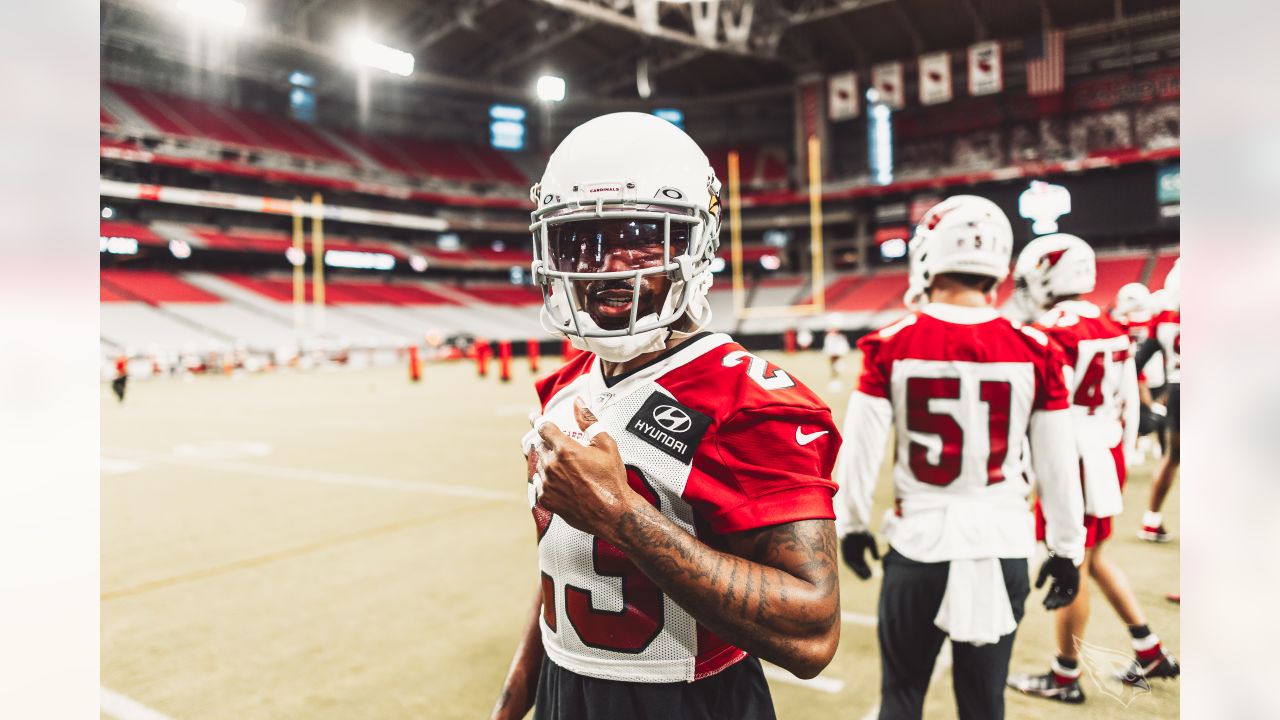 Arizona Cardinals linebacker Victor Dimukeje runs upfield against