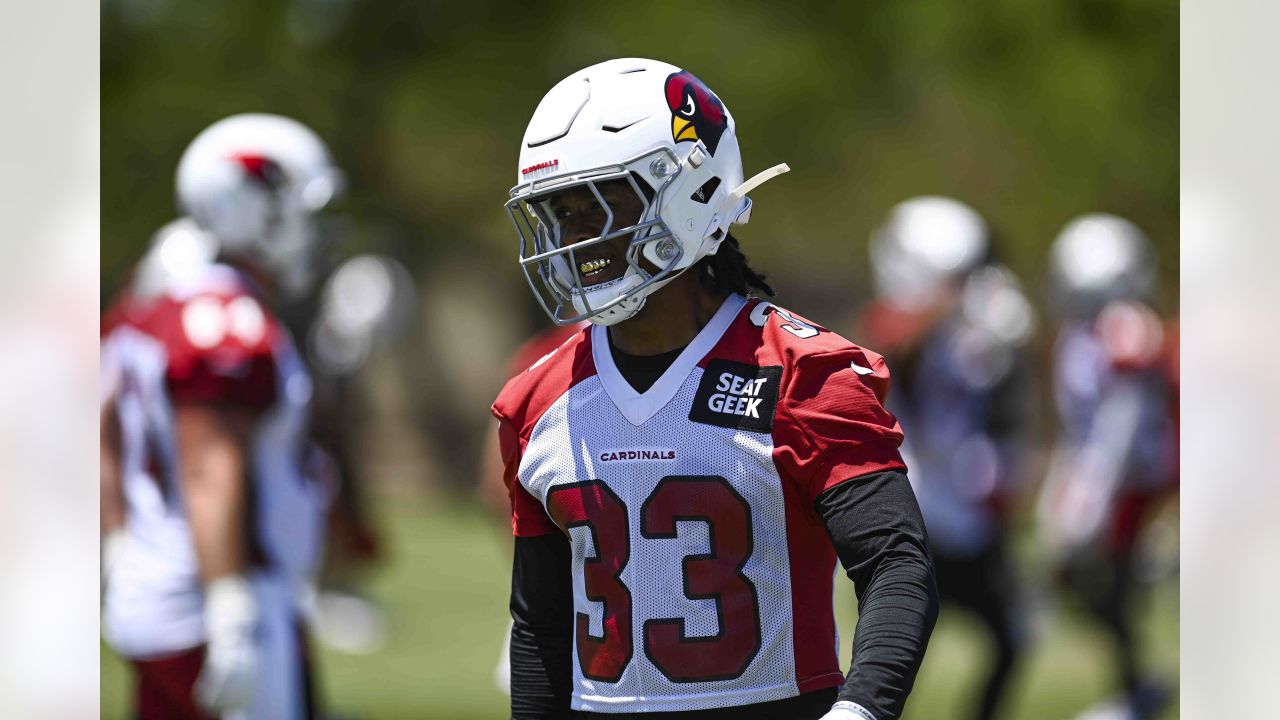 Arizona Cardinals wide receiver Greg Dortch runs with the football during  OTA practice at the NFL football team's training facility Thursday, June 1,  2023, in Tempe, Ariz. (AP Photo/Ross D. Franklin Stock