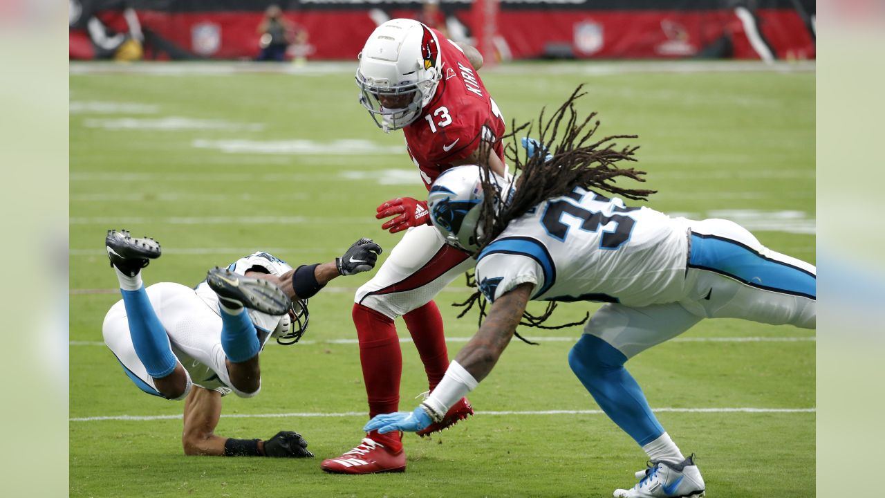 Carolina Panthers defensive back Tre Boston (33) and cornerback