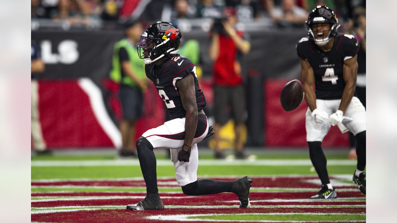 Arizona Cardinals running back Eno Benjamin (26) during the first half of  an NFL football game against the Los Angeles Rams, Sunday, Sept. 25, 2022,  in Glendale, Ariz. (AP Photo/Rick Scuteri Stock