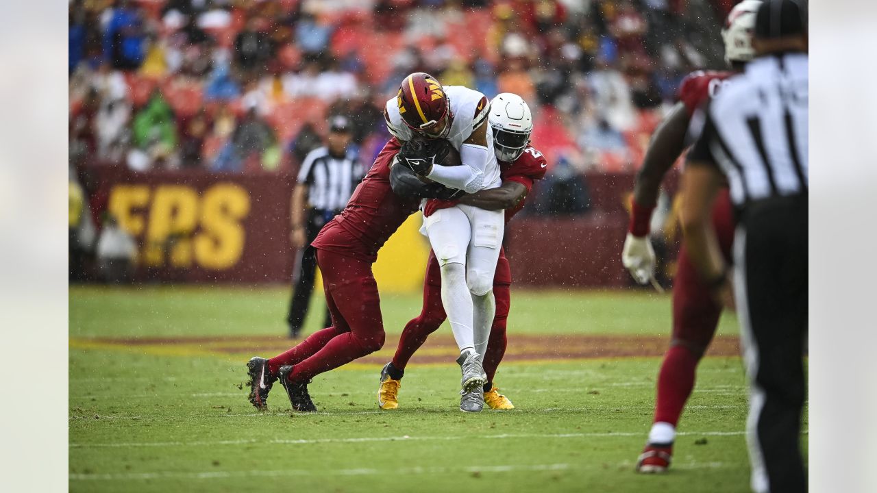 Arizona Cardinals linebacker Dennis Gardeck (45) runs during an NFL  football game against the Washington Commanders, Sunday, September 10, 2023  in Landover, Maryland. (AP Photo/Daniel Kucin Jr Stock Photo - Alamy