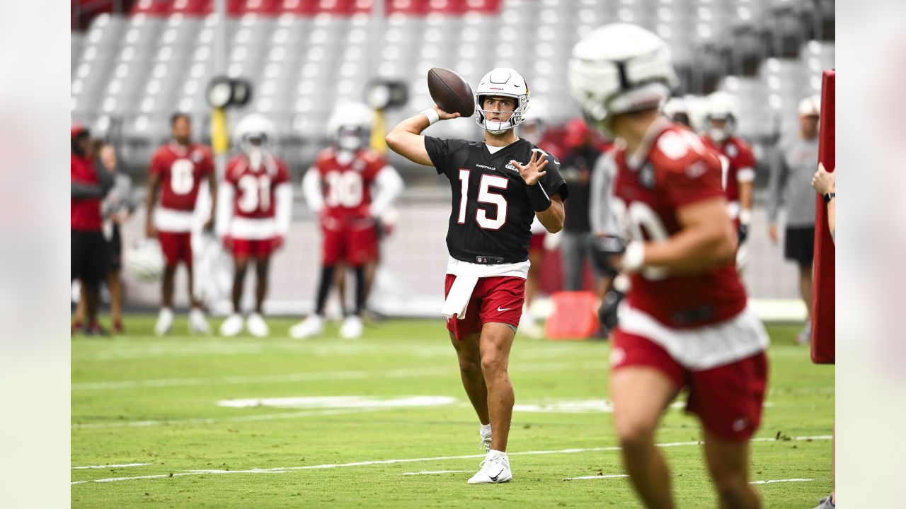 Arizona Cardinals quarterback Colt McCoy throws the ball during an NFL  football training camp practice at State Farm Stadium Thursday, July 27,  2023, in Glendale, Ariz. (AP Photo/Ross D. Franklin Stock Photo 