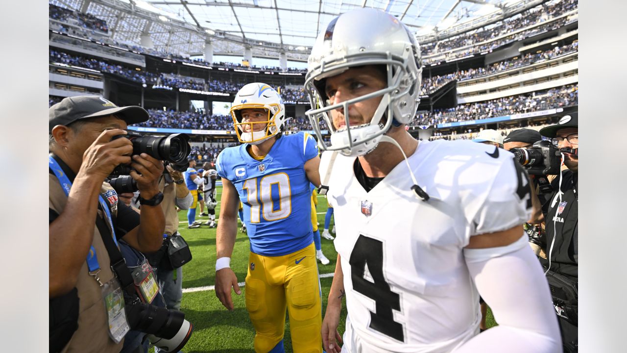 Los Angeles Chargers safety Derwin James Jr. (3) in action during an NFL  football game against the Las Vegas Raiders, Sunday, September 11, 2022 in  Inglewood, Calif. The Chargers defeated the Raiders