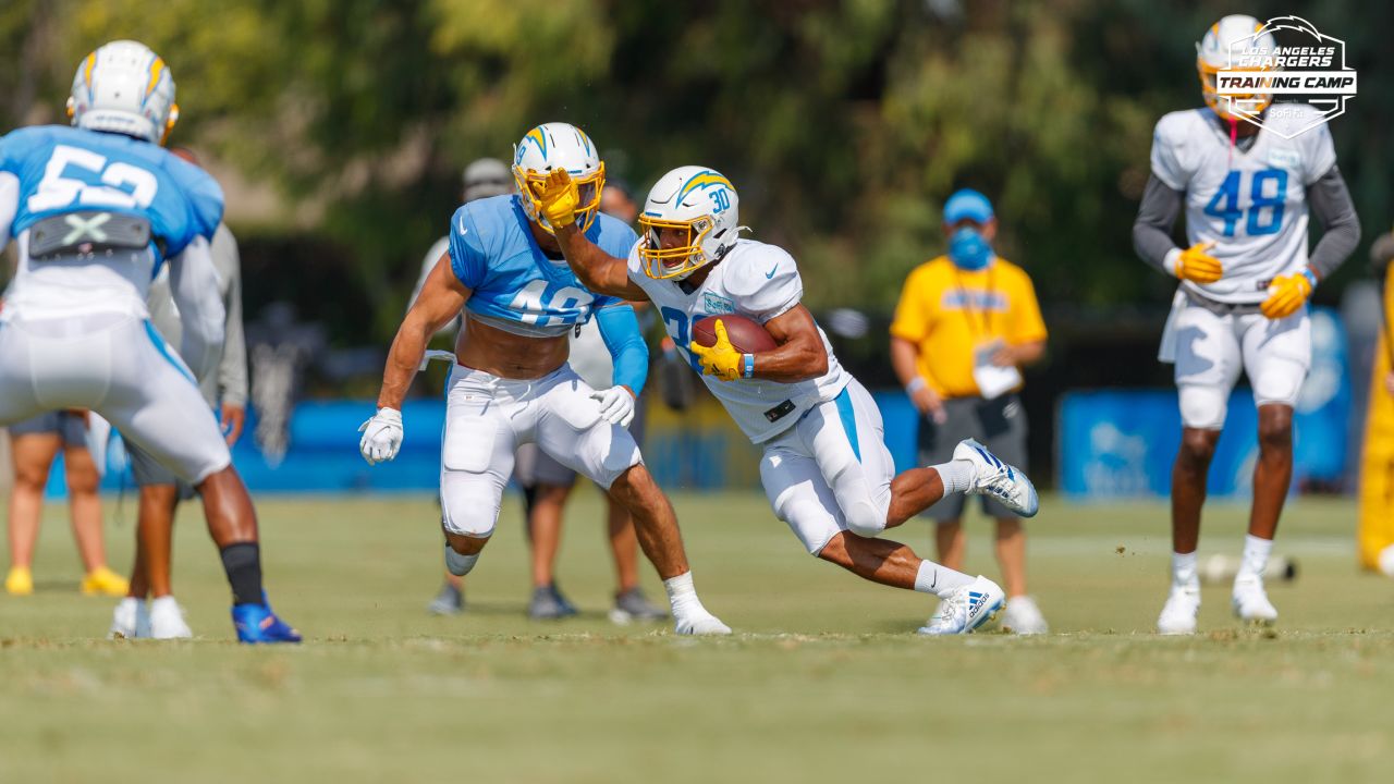 Los Angeles Chargers safety Nasir Adderley (24) makes a tackle