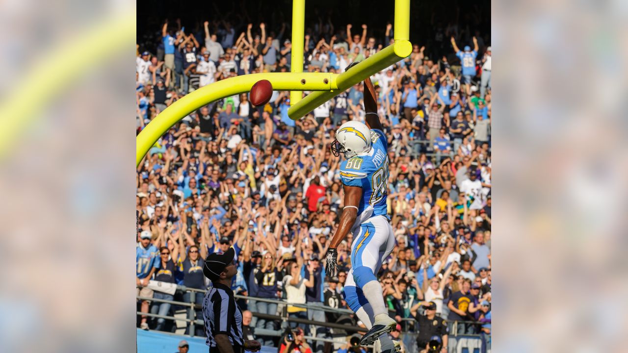 San Diego Chargers wide receiver Malcom Floyd scores on a 52-yard