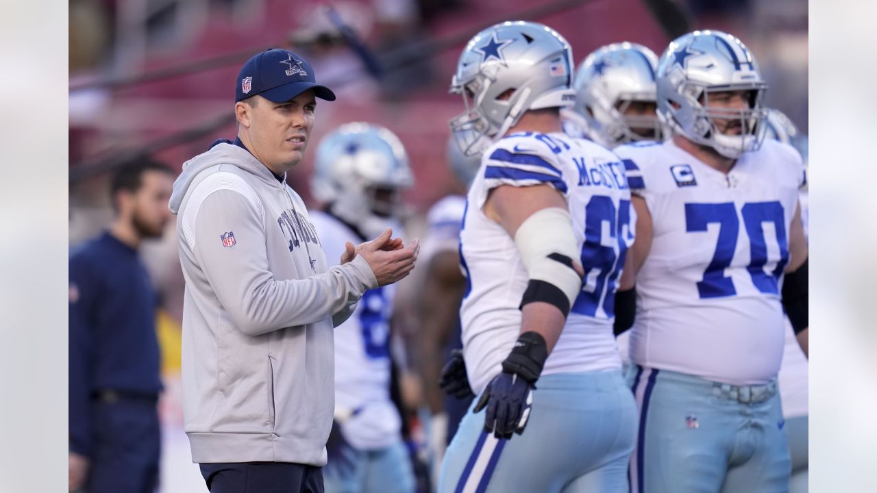 Dallas Cowboys head coach Mike McCarthy on the sideline during an NFL  divisional round playoff football game against the San Francisco 49ers,  Sunday, Jan. 22, 2023, in Santa Clara, Calif. (AP Photo/Scot