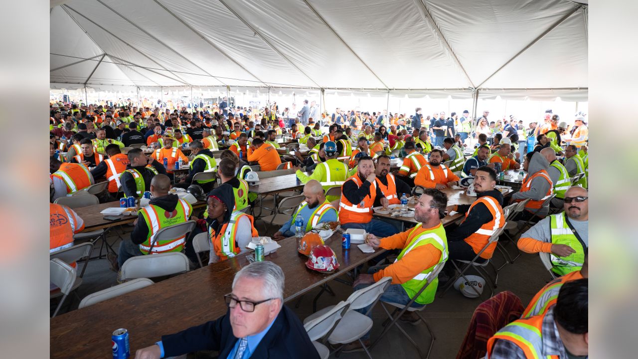 Chargers and Rams Commemorate L.A. Stadium Canopy Shell Topping Out