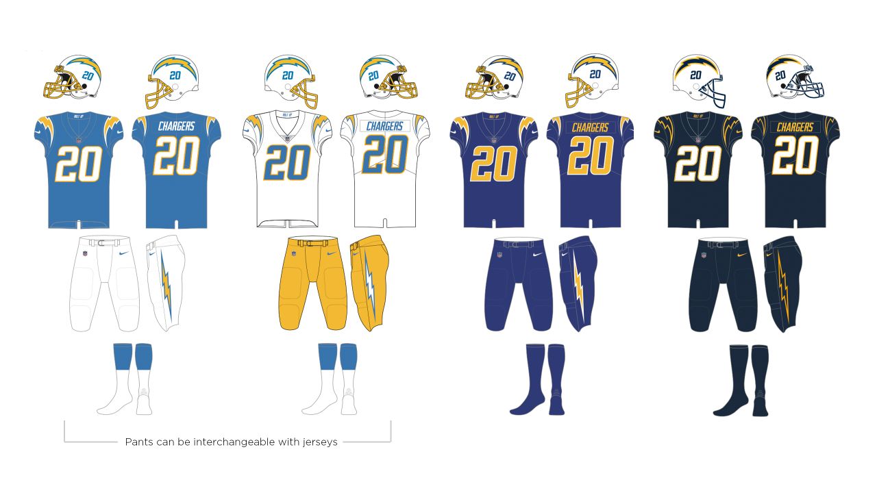 Los Angeles Chargers Navy Color Rush Uniform — UNISWAG